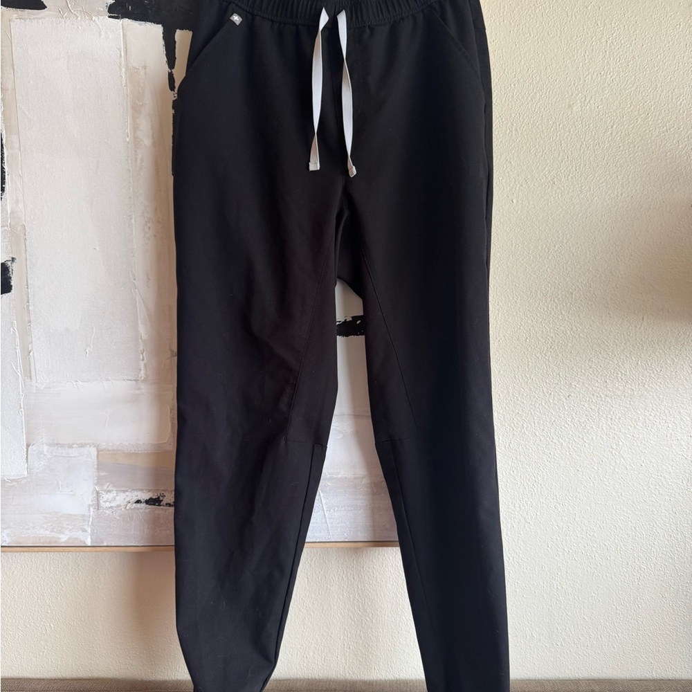 Figs Black Jogger Pants with White Drawstring